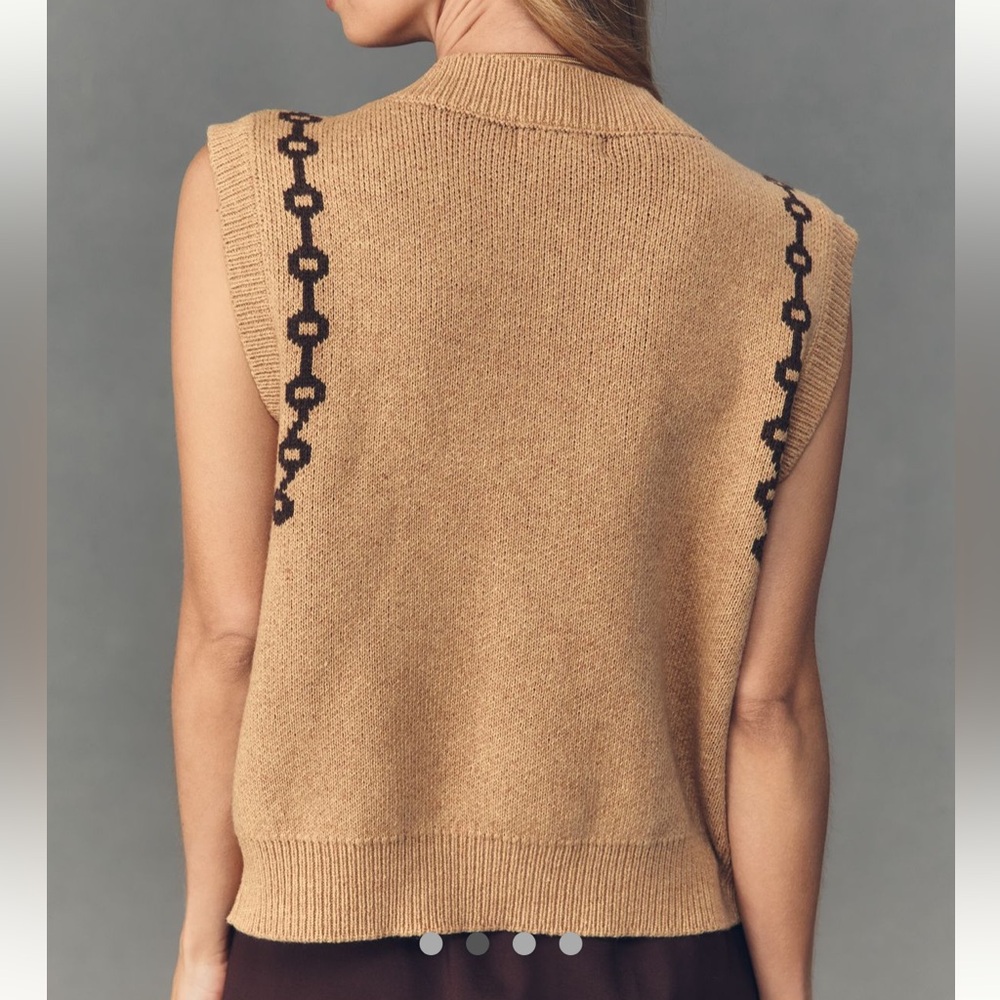 MOON RIVER JACQUARD V-NECK CARDIGAN SWEATER VESTI - Picture 3 of 7
